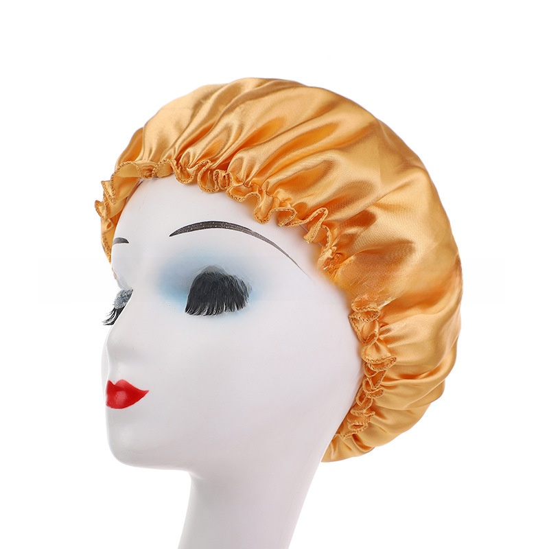 Womens Satin Nightcap Shower Cap Hair Care Cap Adjustable Dome Hat