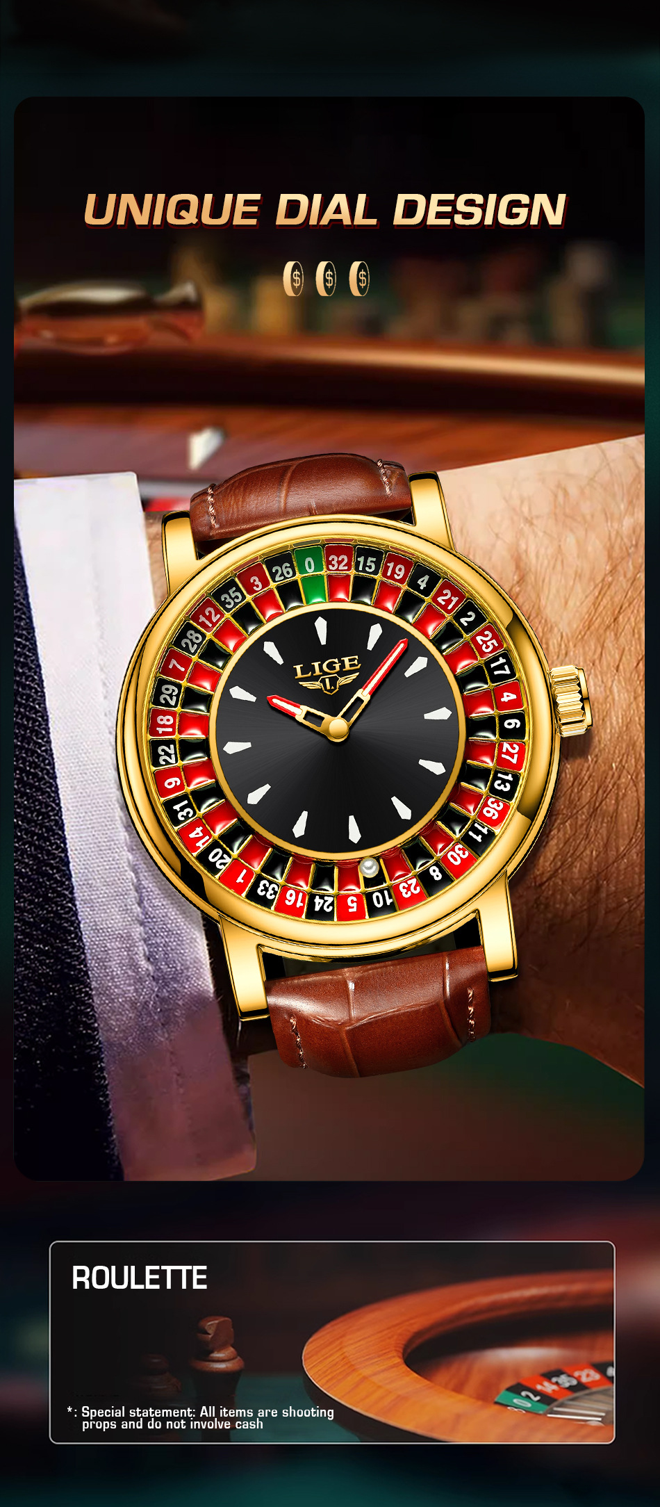 Lige Multi-Function Men's Wrist Watch