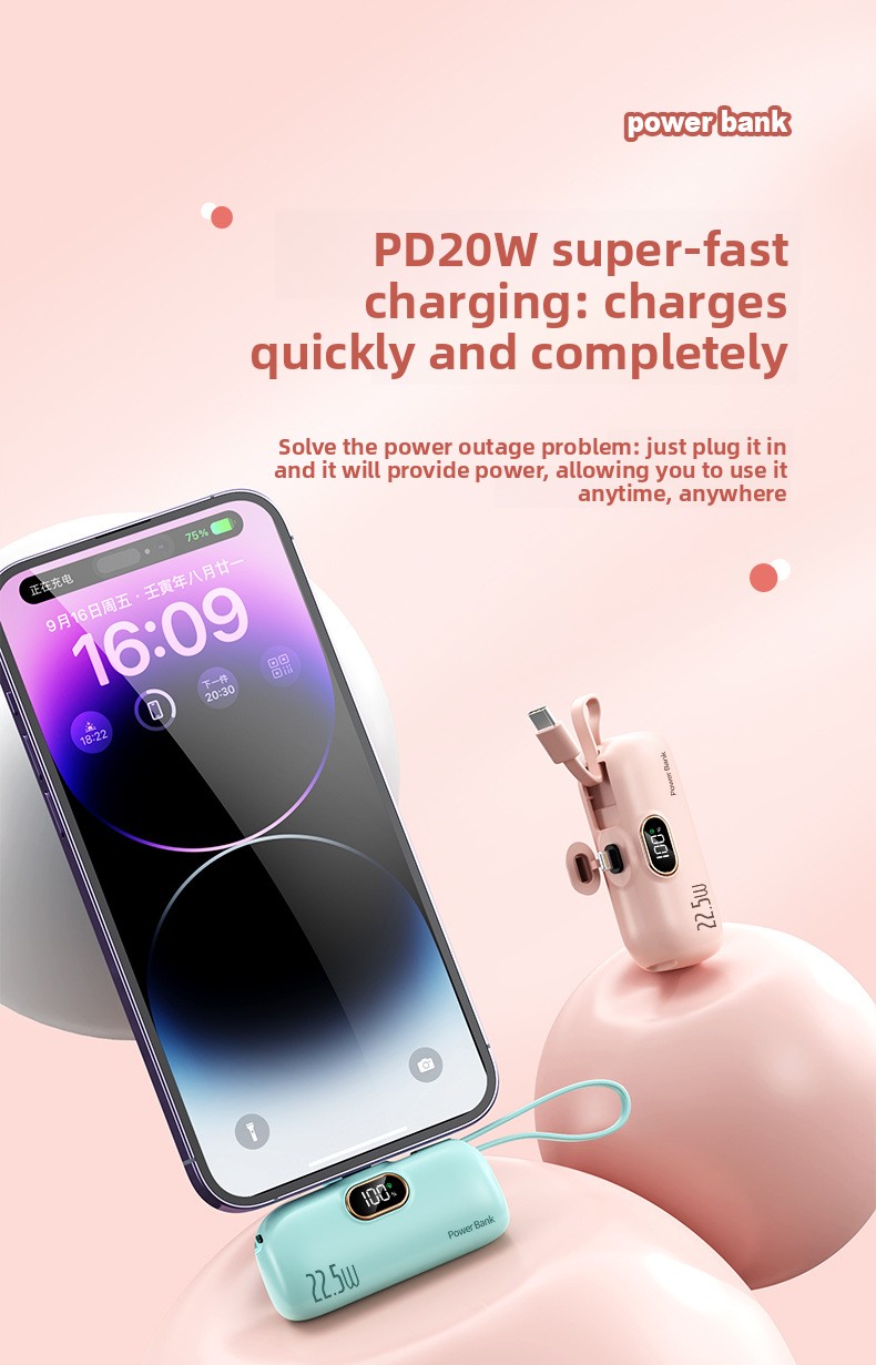 Portable Capsule Power Bank 5000mAh