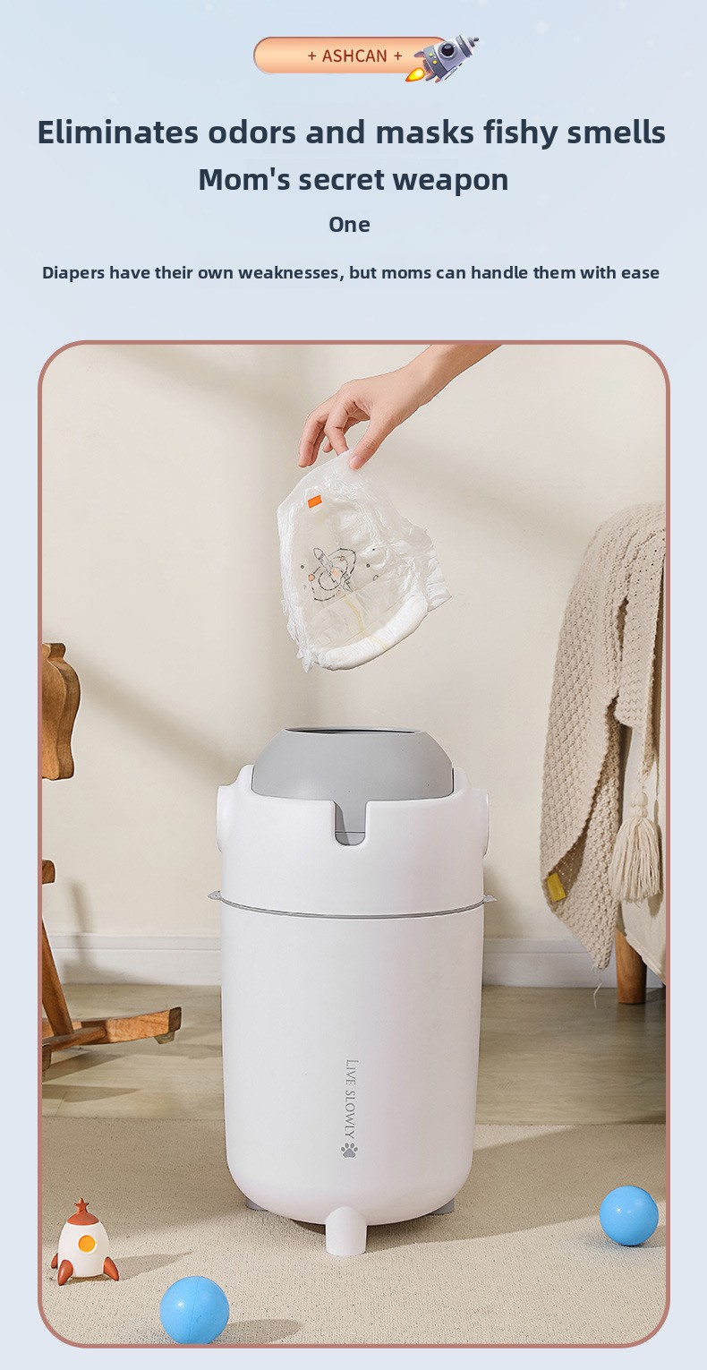 12L odor-proof diaper pail with silent lid