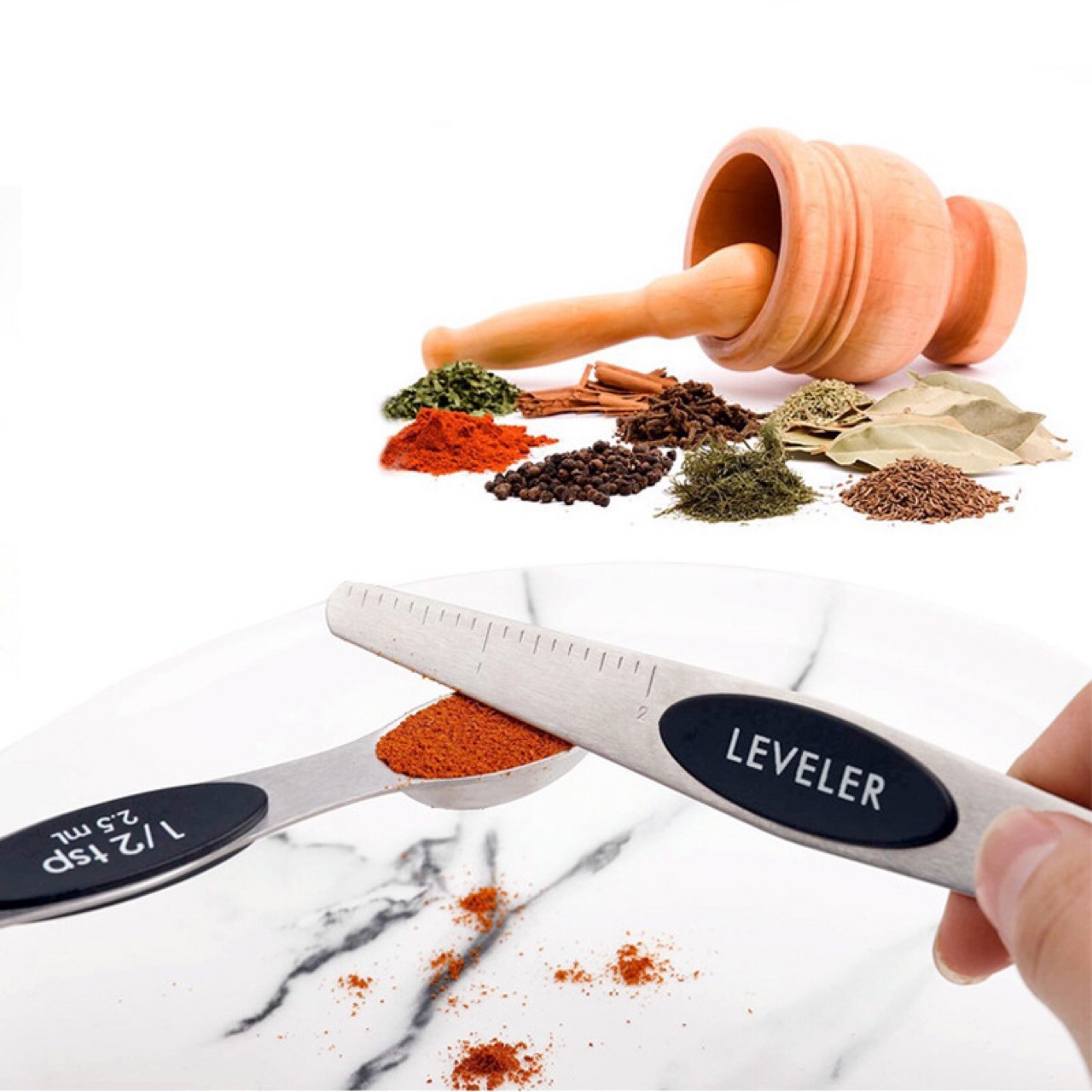 Double Head Measuring Spoon Set with Magnetic Attachment