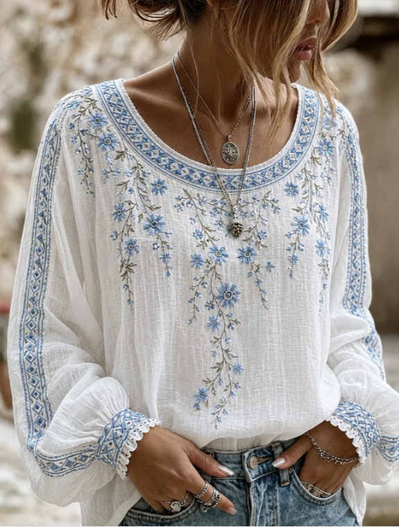 Women's round-neck long-sleeve top