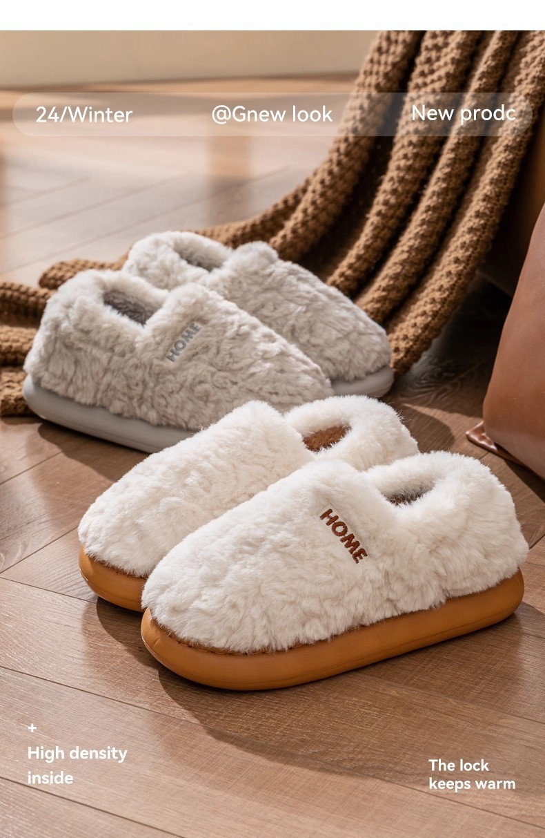 Womens Plush Winter Slippers with Heel Cover