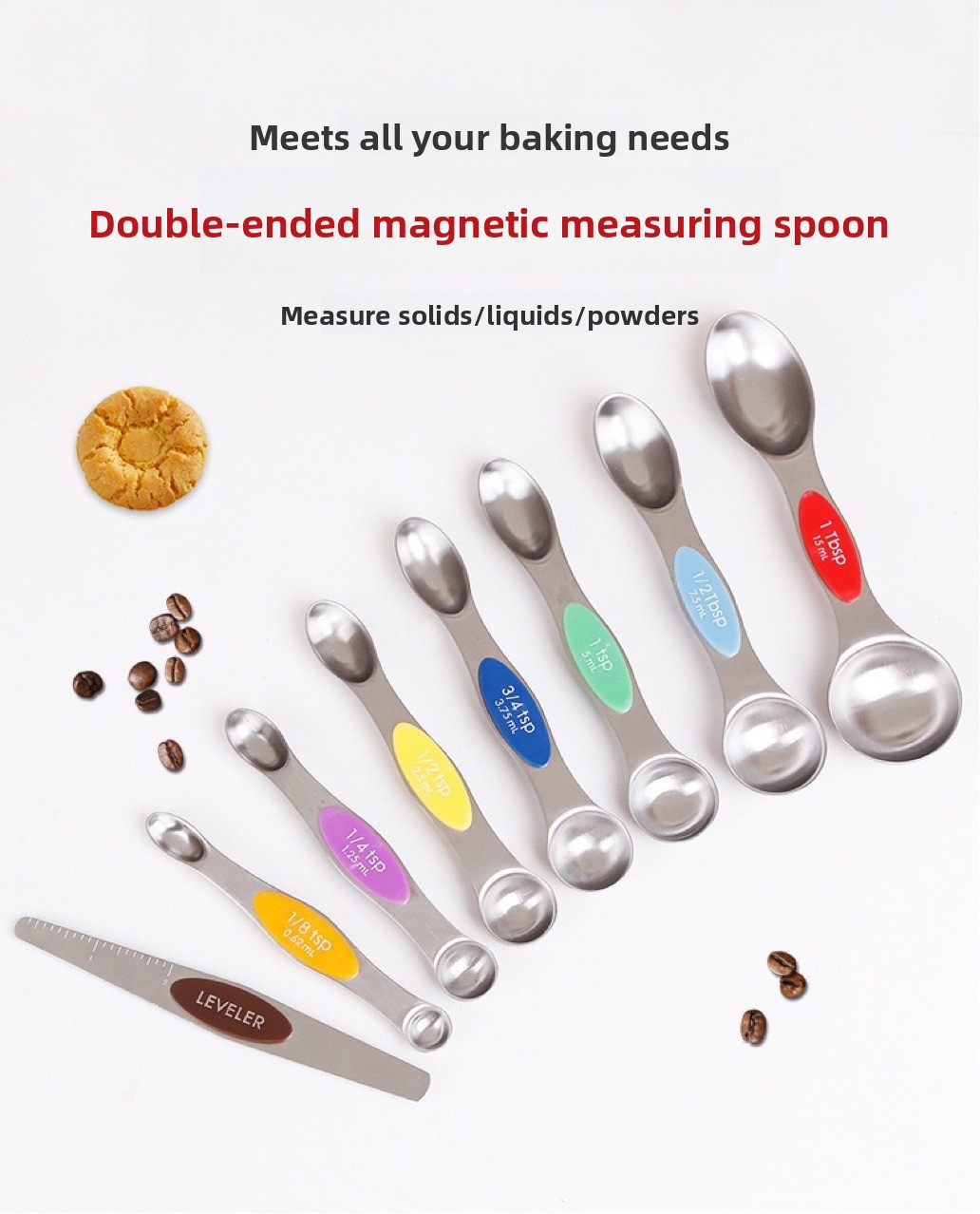 Double Head Measuring Spoon Set with Magnetic Attachment