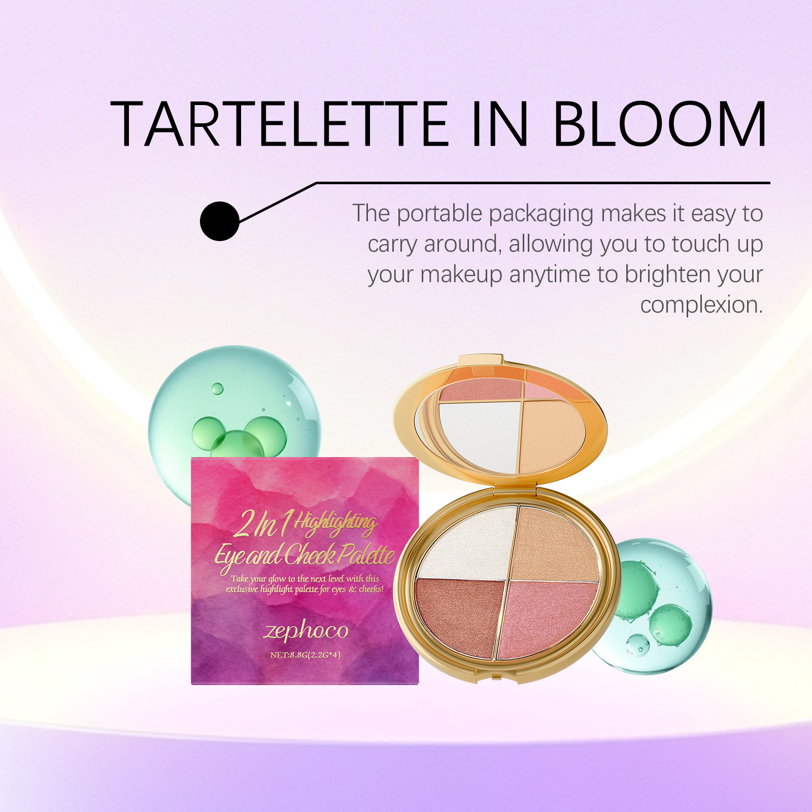 High-Gloss Eyeshadow and Blush Palette with Diamond Finish