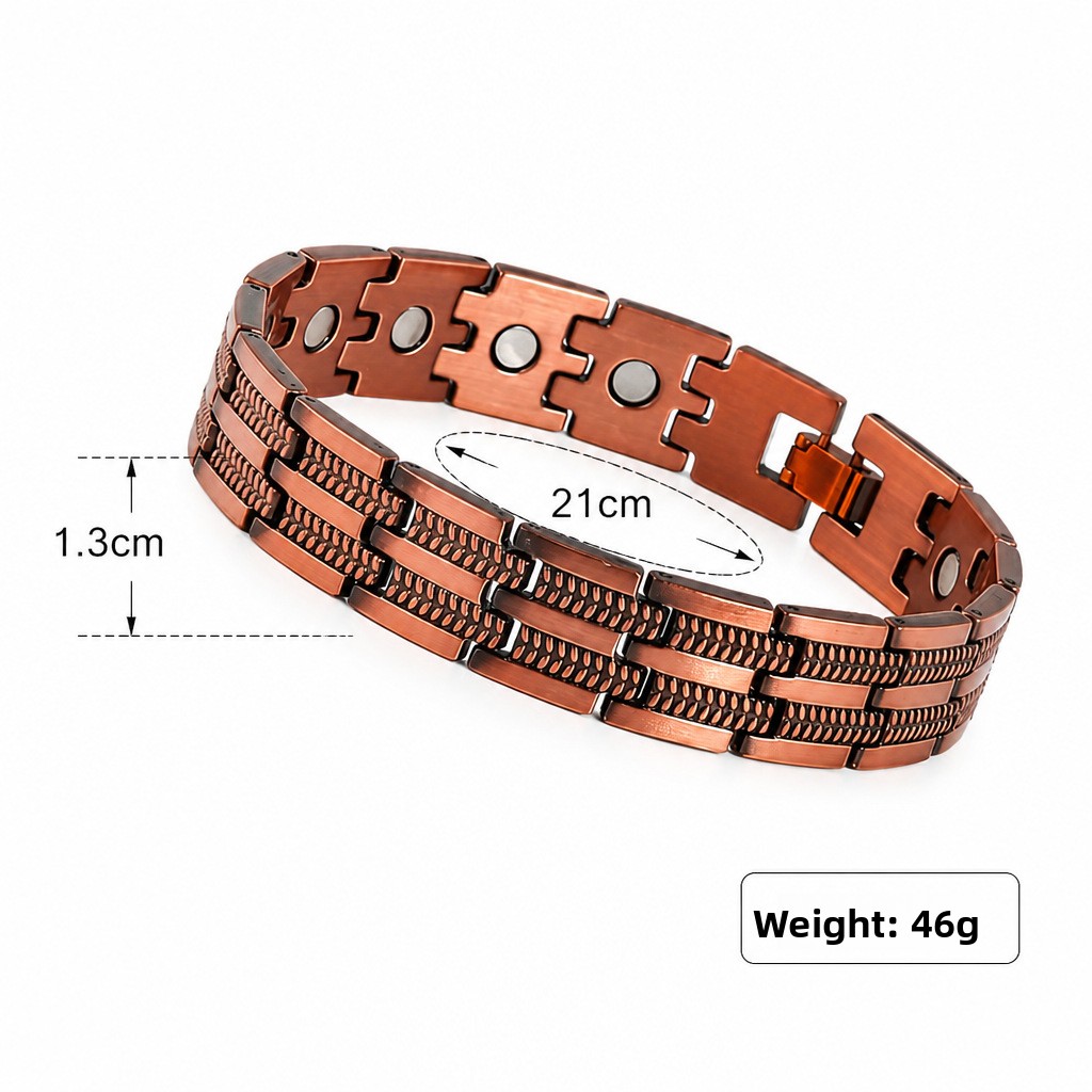 Copper three-row magnet bracelet electroplated brushed folding buckle