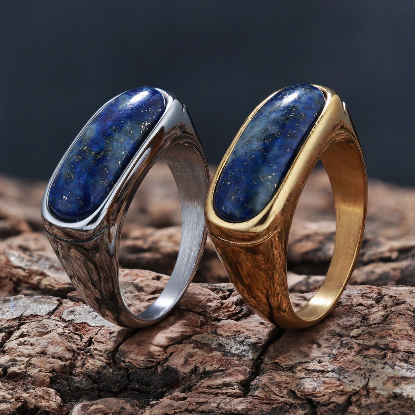 Personalized Natural Stone Engraved Vintage Ring