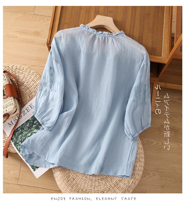 Short-sleeved T-shirt Women's Embroidered Lace