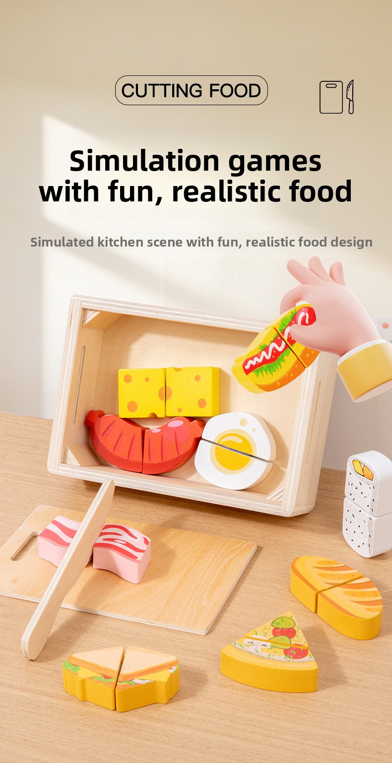 Wooden Magnetic Food Cutting Play Set for Kids