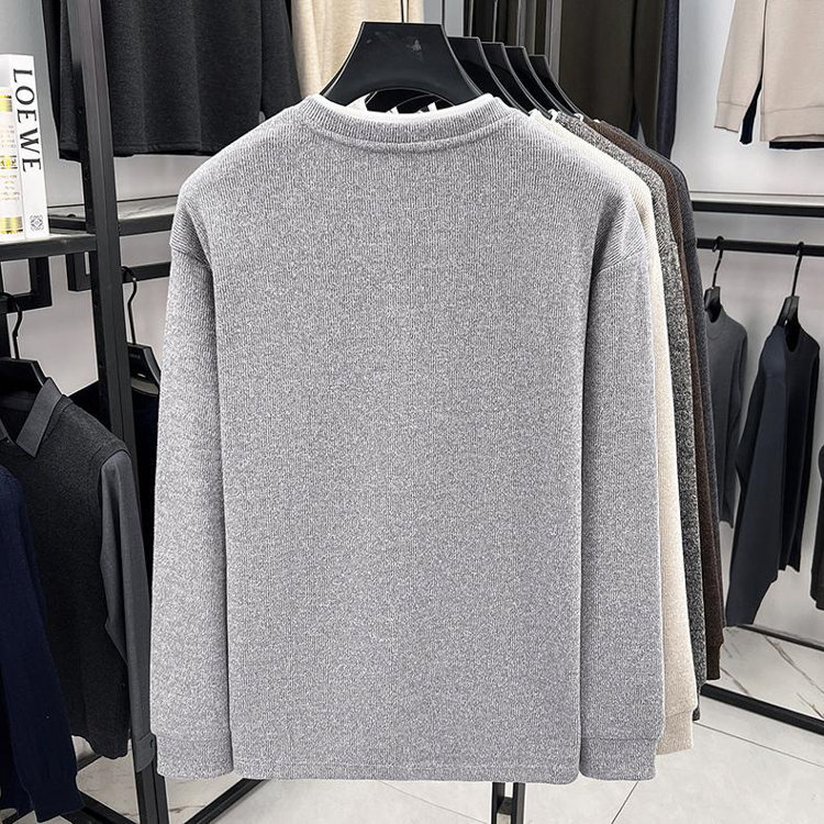 Button Collar Faux Two-Piece Sweatshirt