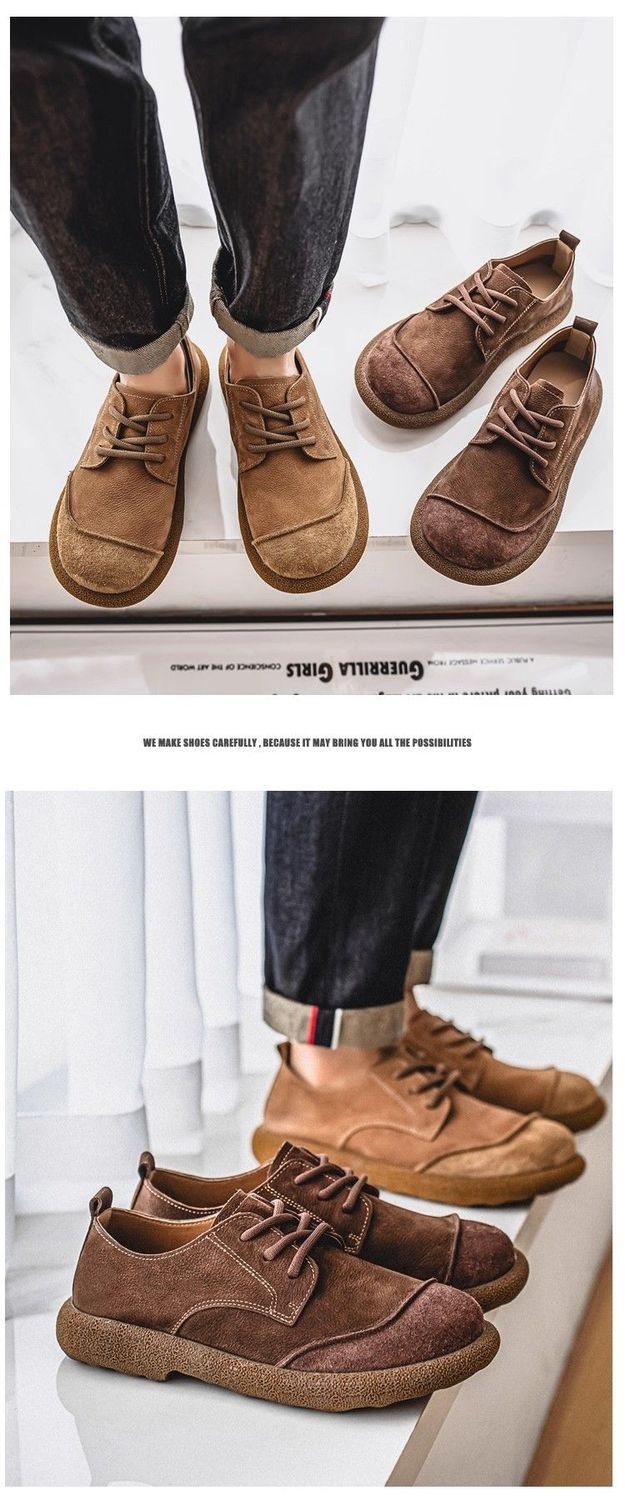Men's Retro Soft Leather Lace-Up Boots