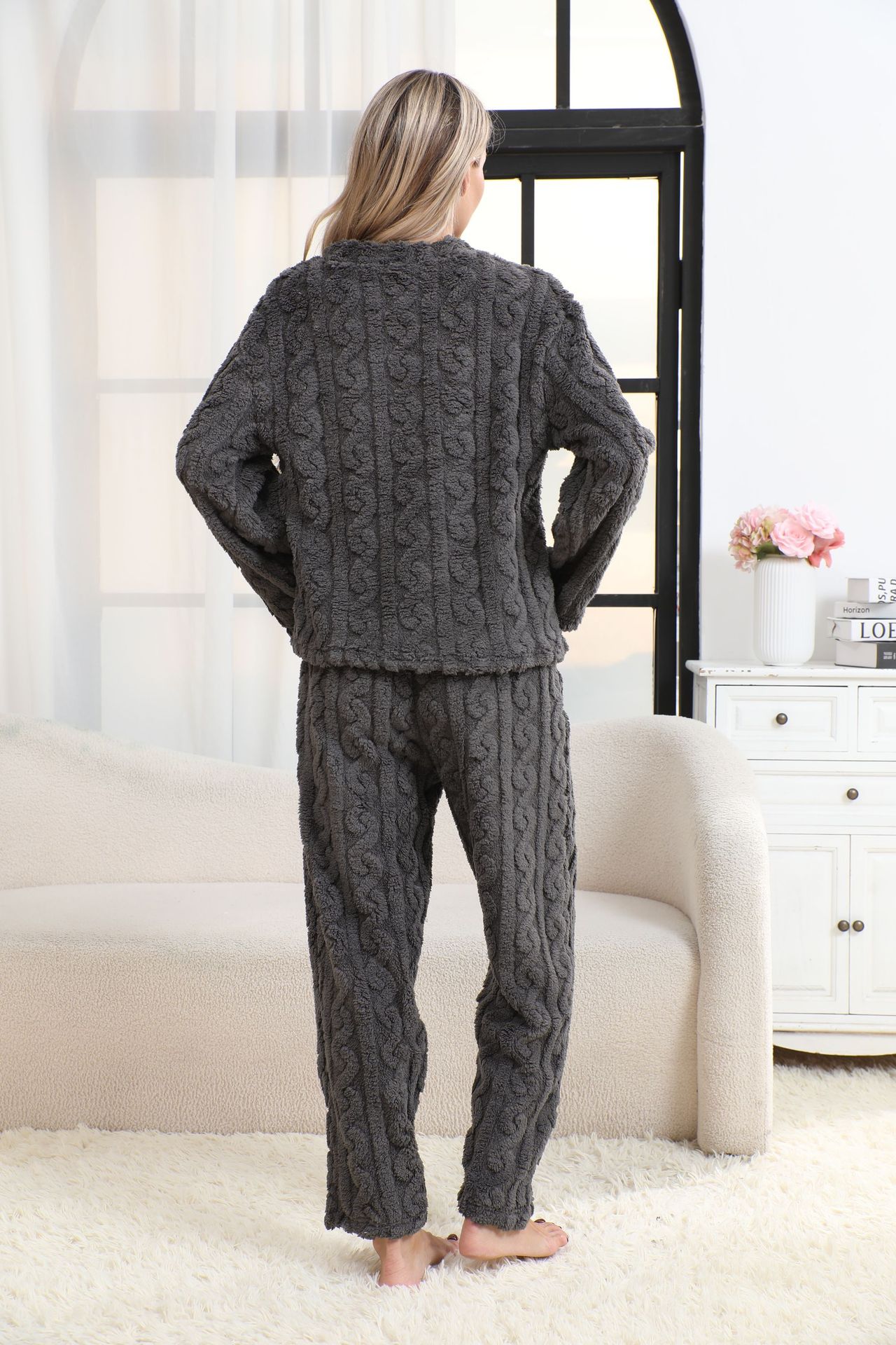 Coral Fleece Womens Pajama Set Home Wear