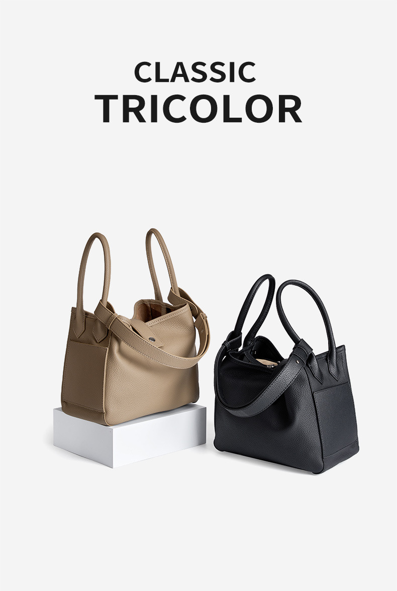 Genuine Leather Bucket Bag for Women