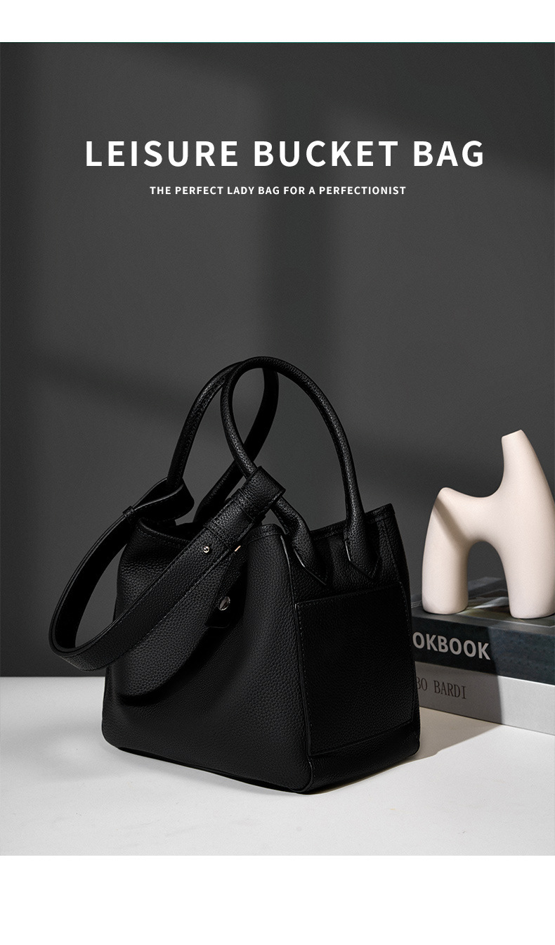 Genuine Leather Bucket Bag for Women