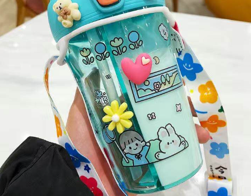 Double Straw Insulated Water Bottle