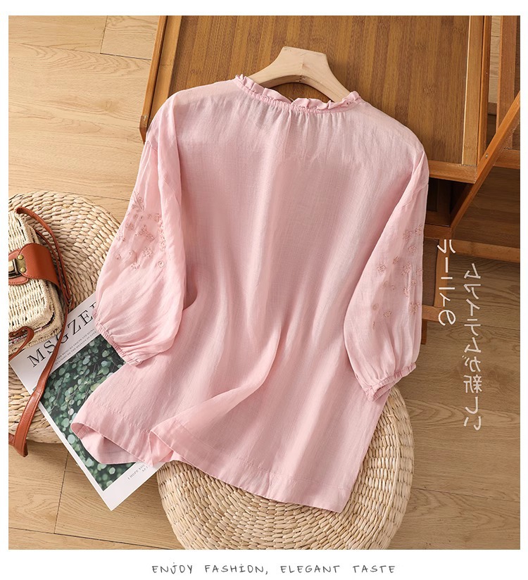 Short-sleeved T-shirt Women's Embroidered Lace