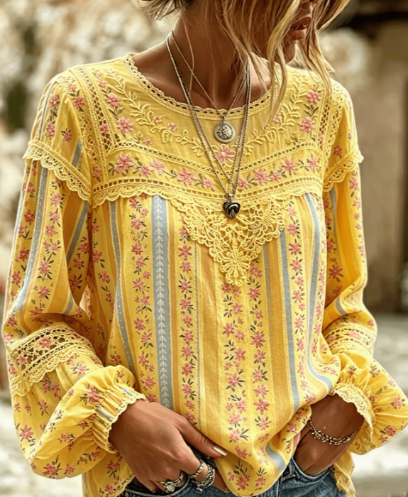 Women's round-neck long-sleeve top