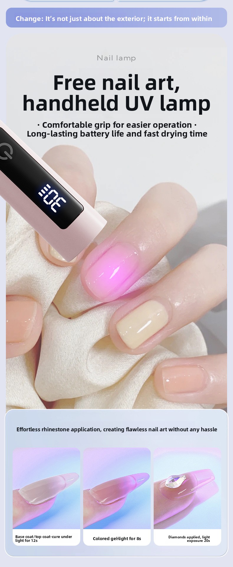 Portable Rechargeable Nail Lamp with LCD Touch Screen