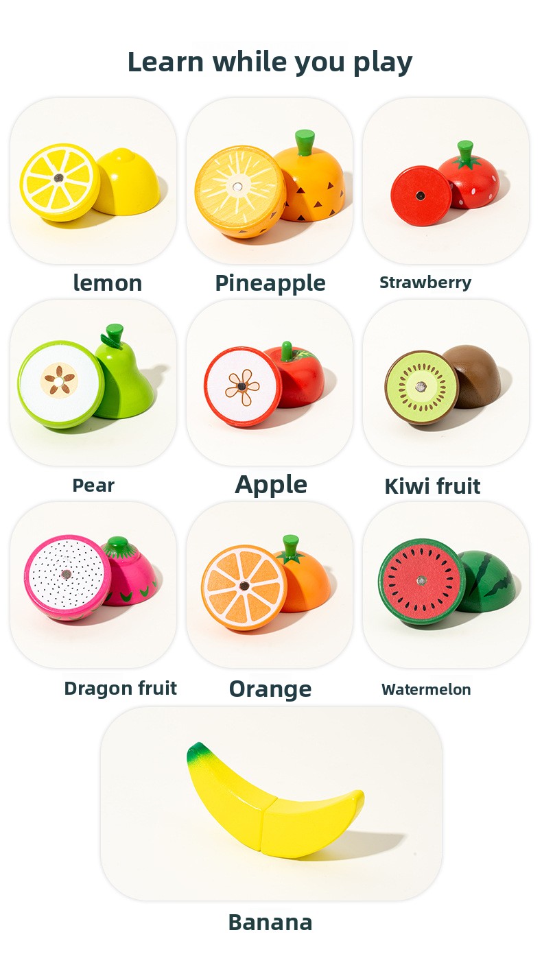 Wooden Magnetic Food Cutting Play Set for Kids