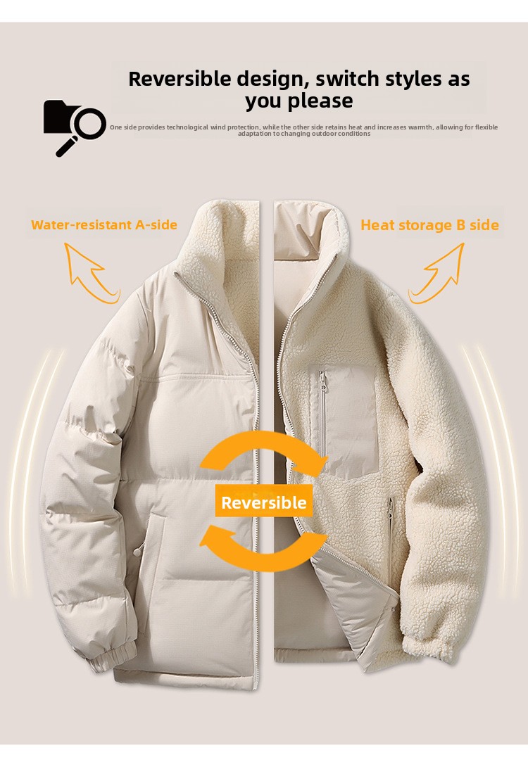 Reversible Stand Collar Winter Coat