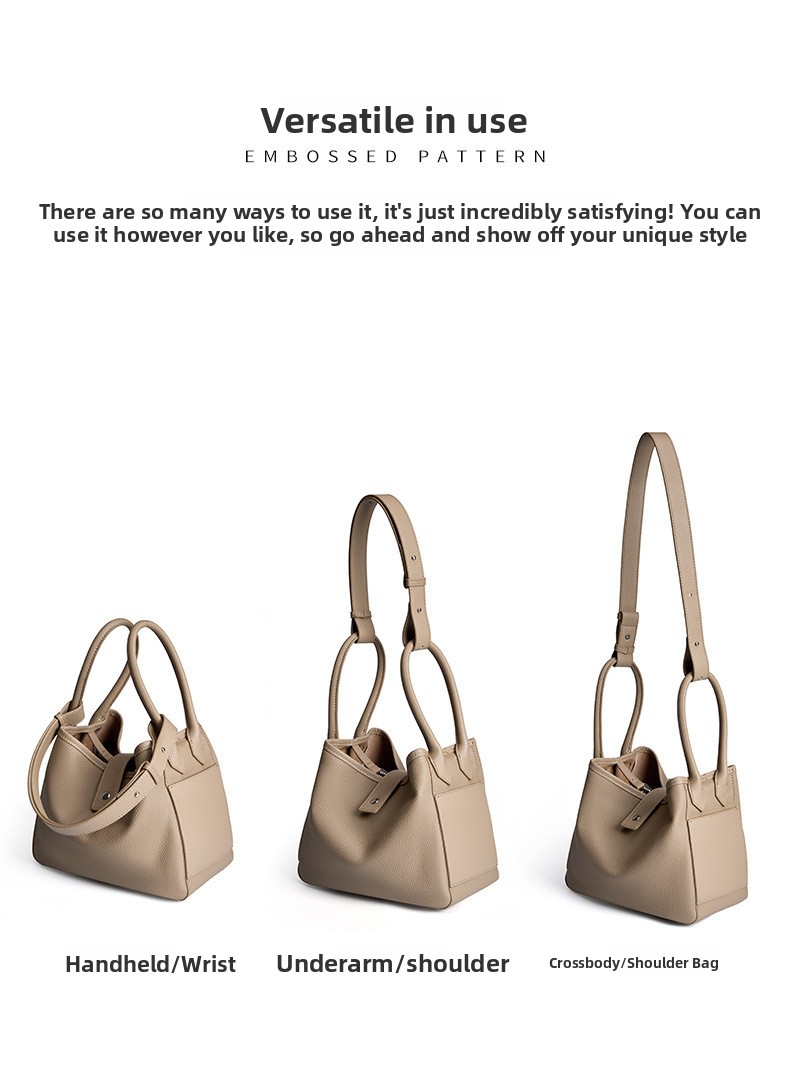 Genuine Leather Bucket Bag for Women
