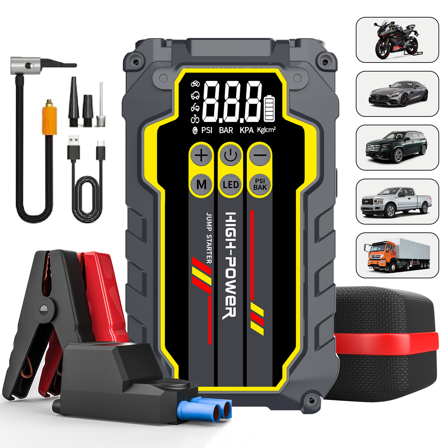 Portable 12V Car Jump Starter & Tyre Inflator — QIUOLA | qiuola.com