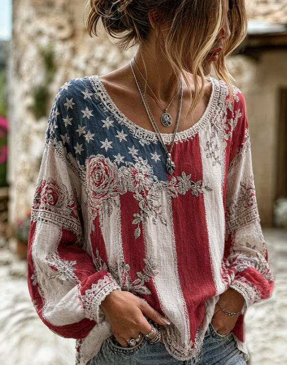 Women's round-neck long-sleeve top