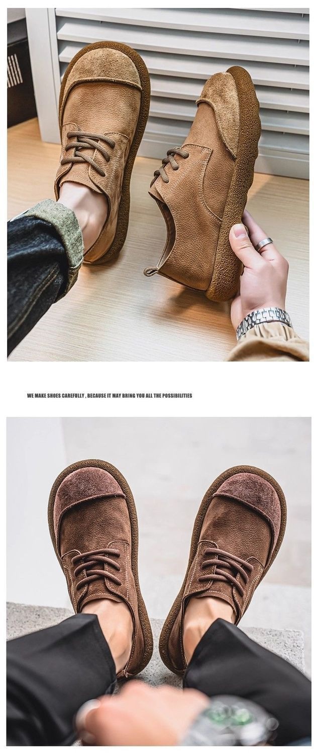 Men's Retro Soft Leather Lace-Up Boots