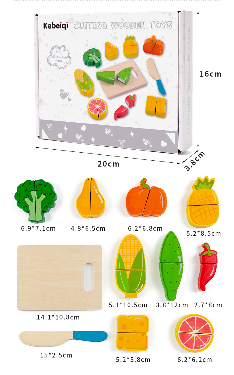Wooden Pretend Food Cutting Toys – Fruit, Vegetable & Dessert Sets – supplier image 18