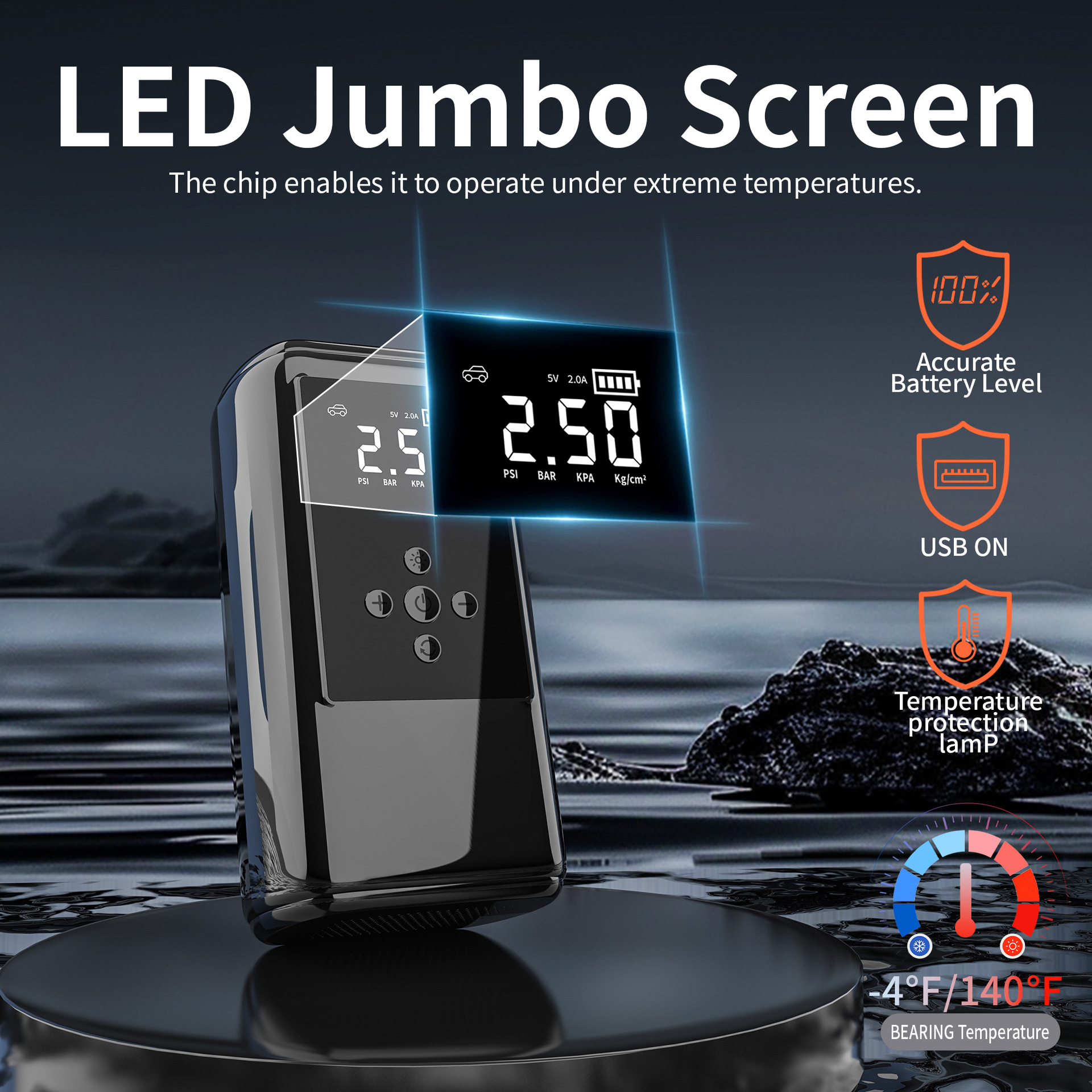 Portable 12V Car Jump Starter & Tyre Inflator — QIUOLA | qiuola.com