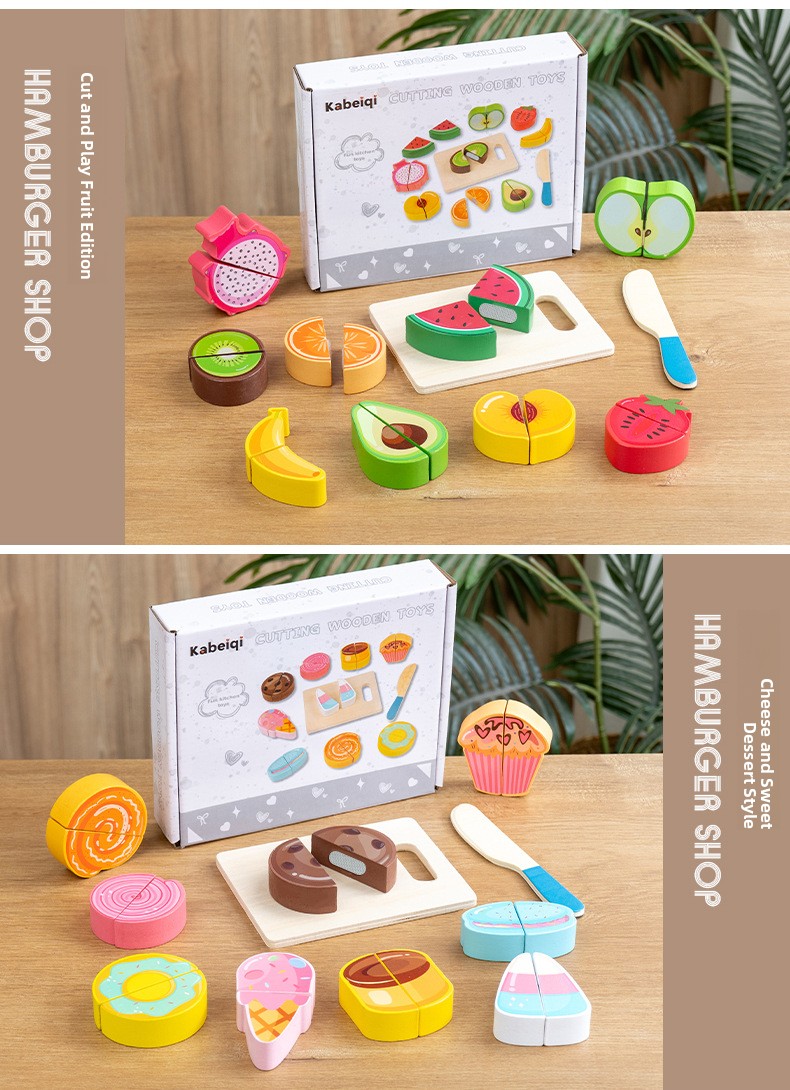 Wooden Pretend Food Cutting Toys – Fruit, Vegetable & Dessert Sets – supplier image 3