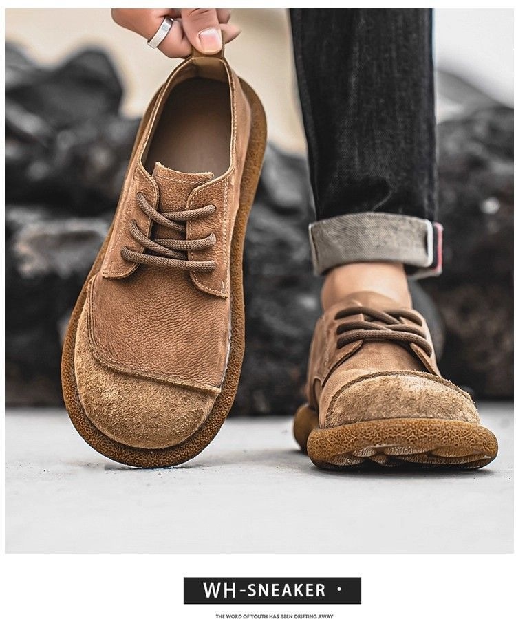 Men's Retro Soft Leather Lace-Up Boots