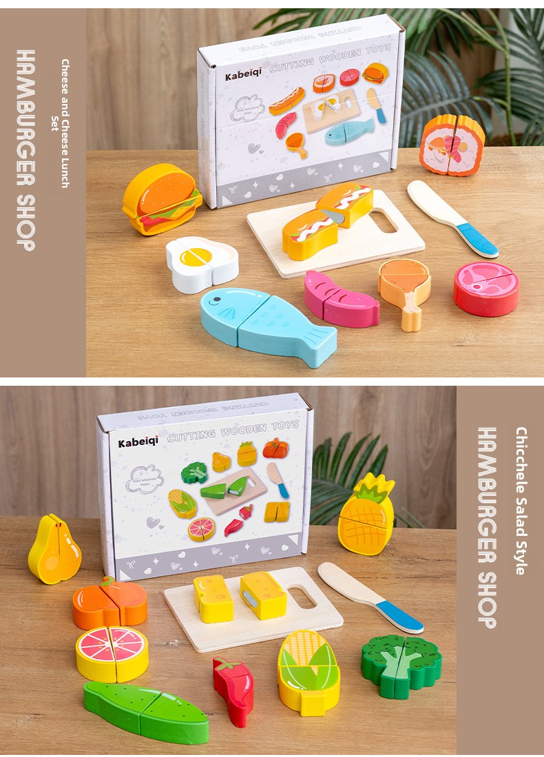 Wooden Pretend Food Cutting Toys – Fruit, Vegetable & Dessert Sets – supplier image 4