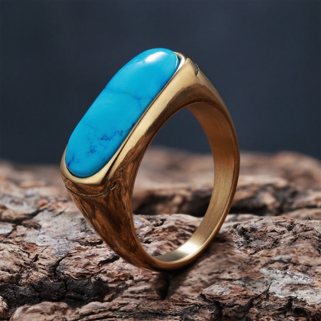 Personalized Natural Stone Engraved Vintage Ring