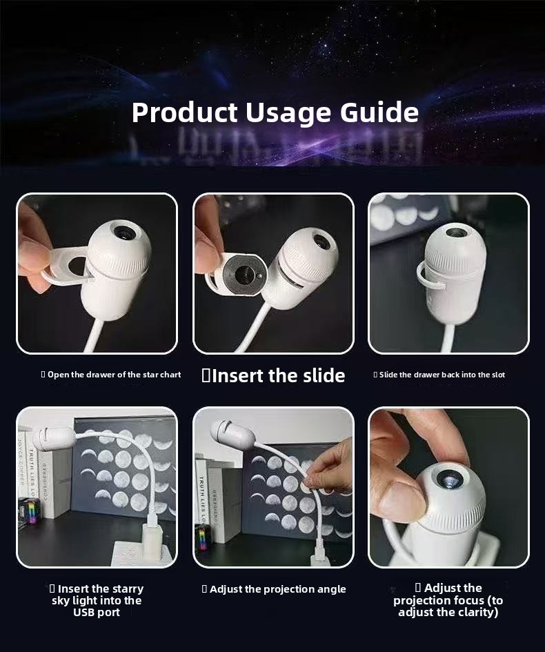 Starry Sky Projection Night Light with Interchangeable Films