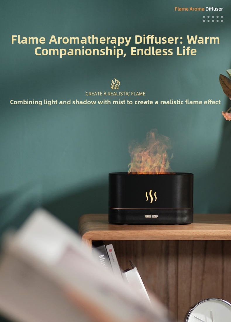 Simulated Flame Aromatherapy Diffuser with Humidifier Function