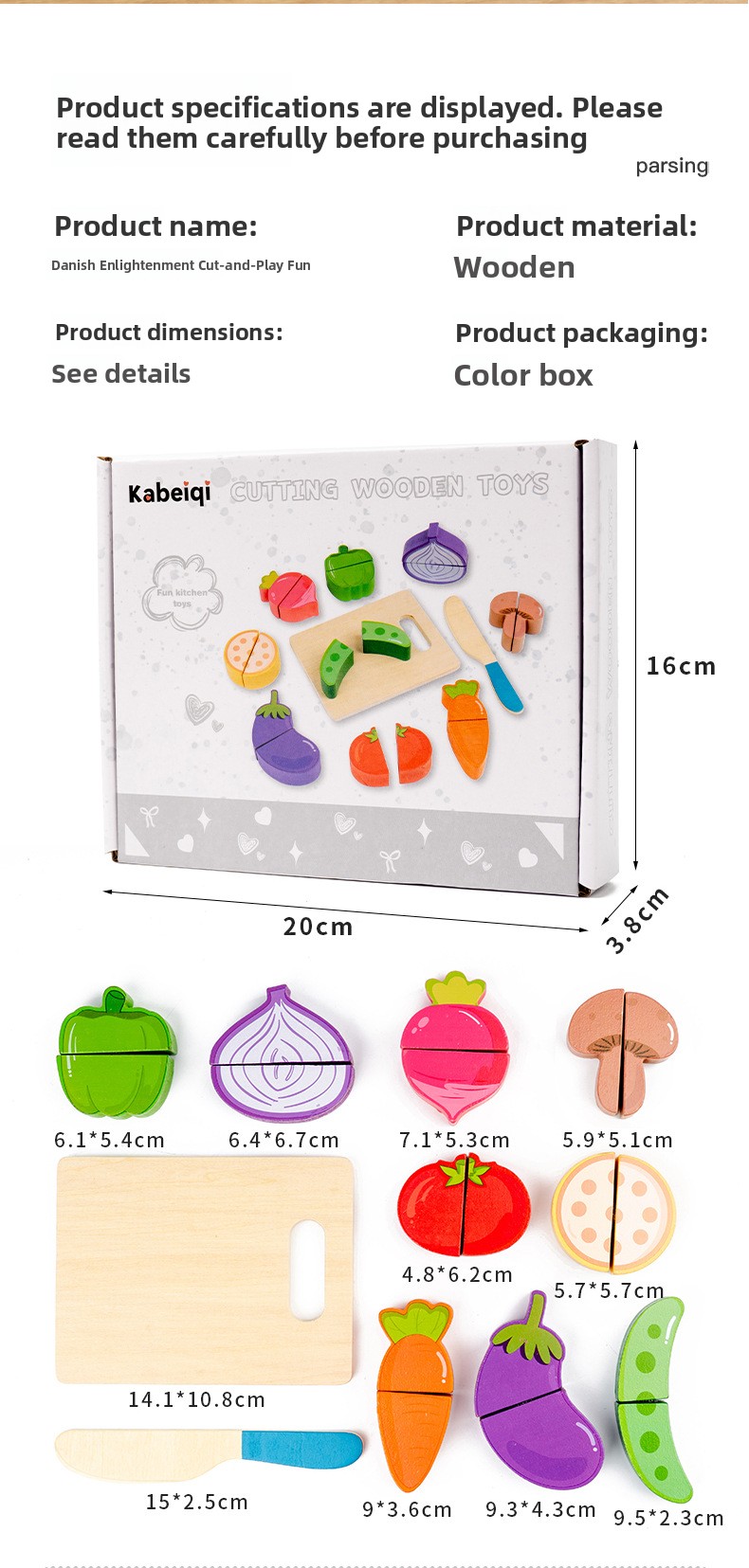 Wooden Pretend Food Cutting Toys – Fruit, Vegetable & Dessert Sets – supplier image 14