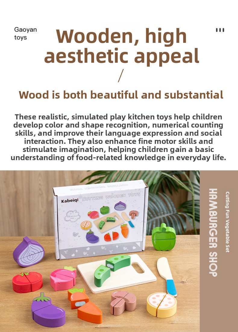 Wooden Pretend Food Cutting Toys – Fruit, Vegetable & Dessert Sets – supplier image 2