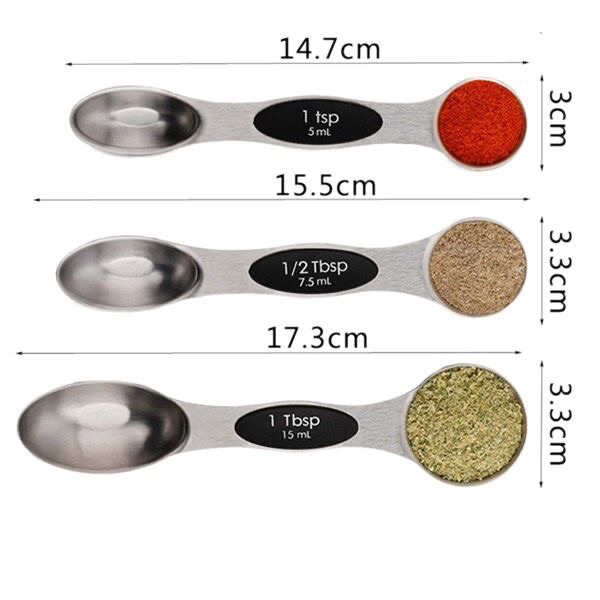 Double Head Measuring Spoon Set with Magnetic Attachment