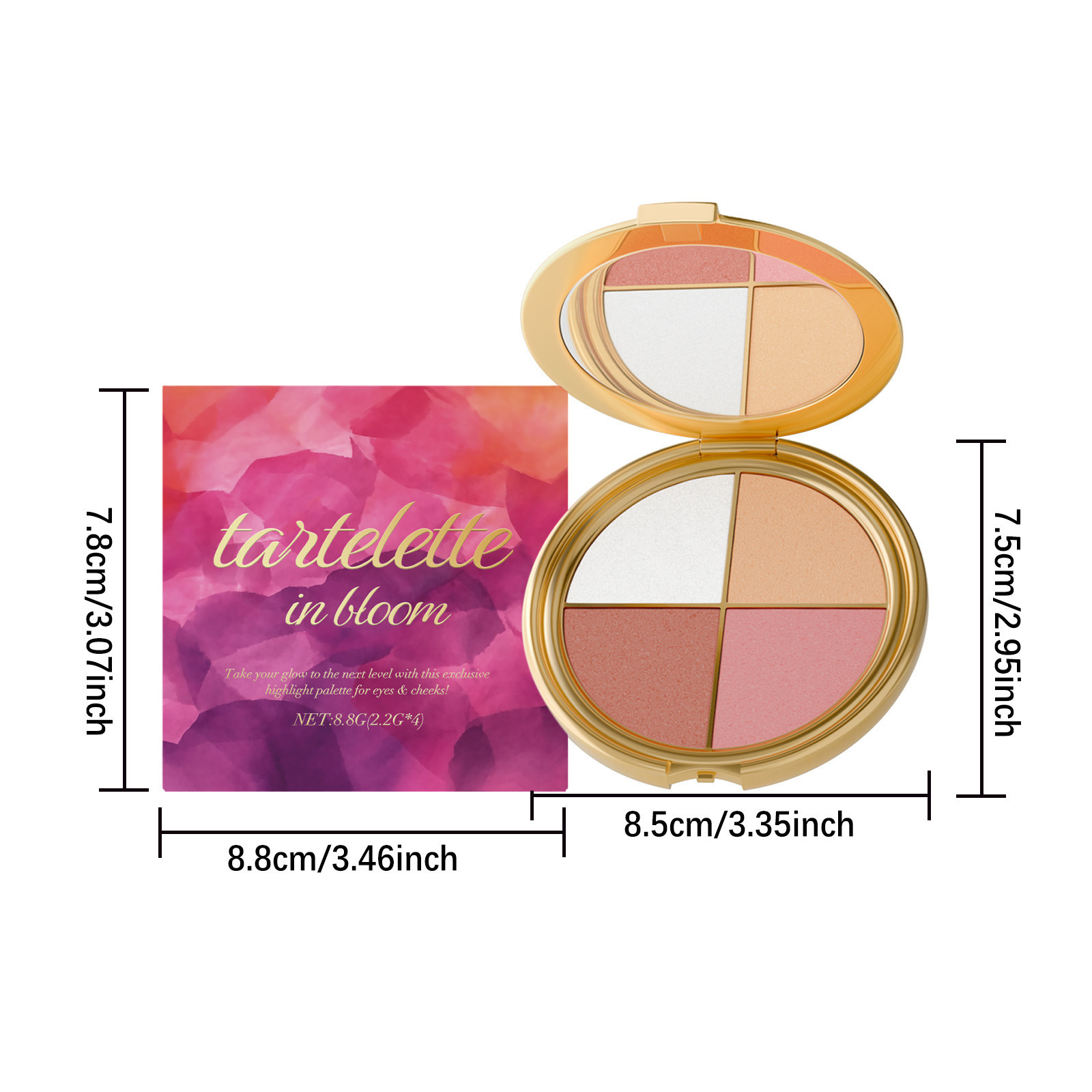 High-Gloss Eyeshadow and Blush Palette with Diamond Finish