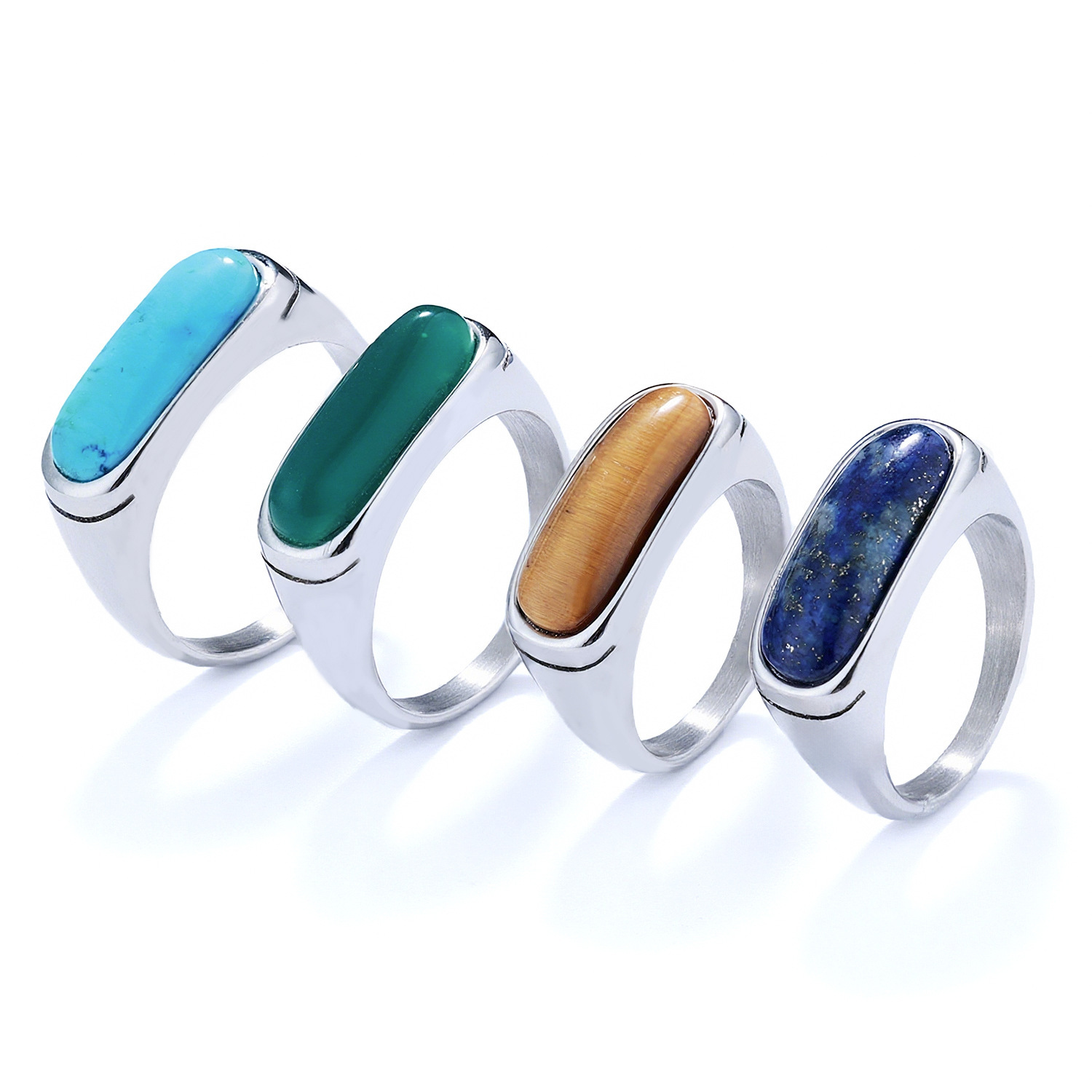 Personalized Natural Stone Engraved Vintage Ring