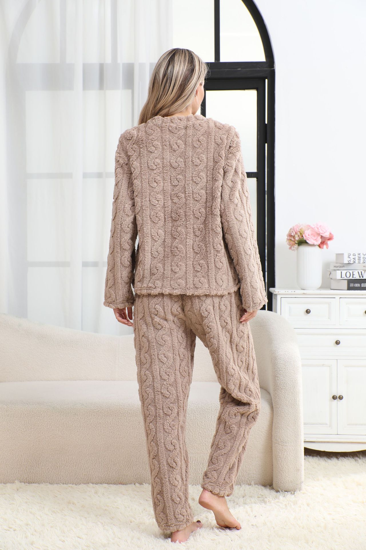 Coral Fleece Womens Pajama Set Home Wear
