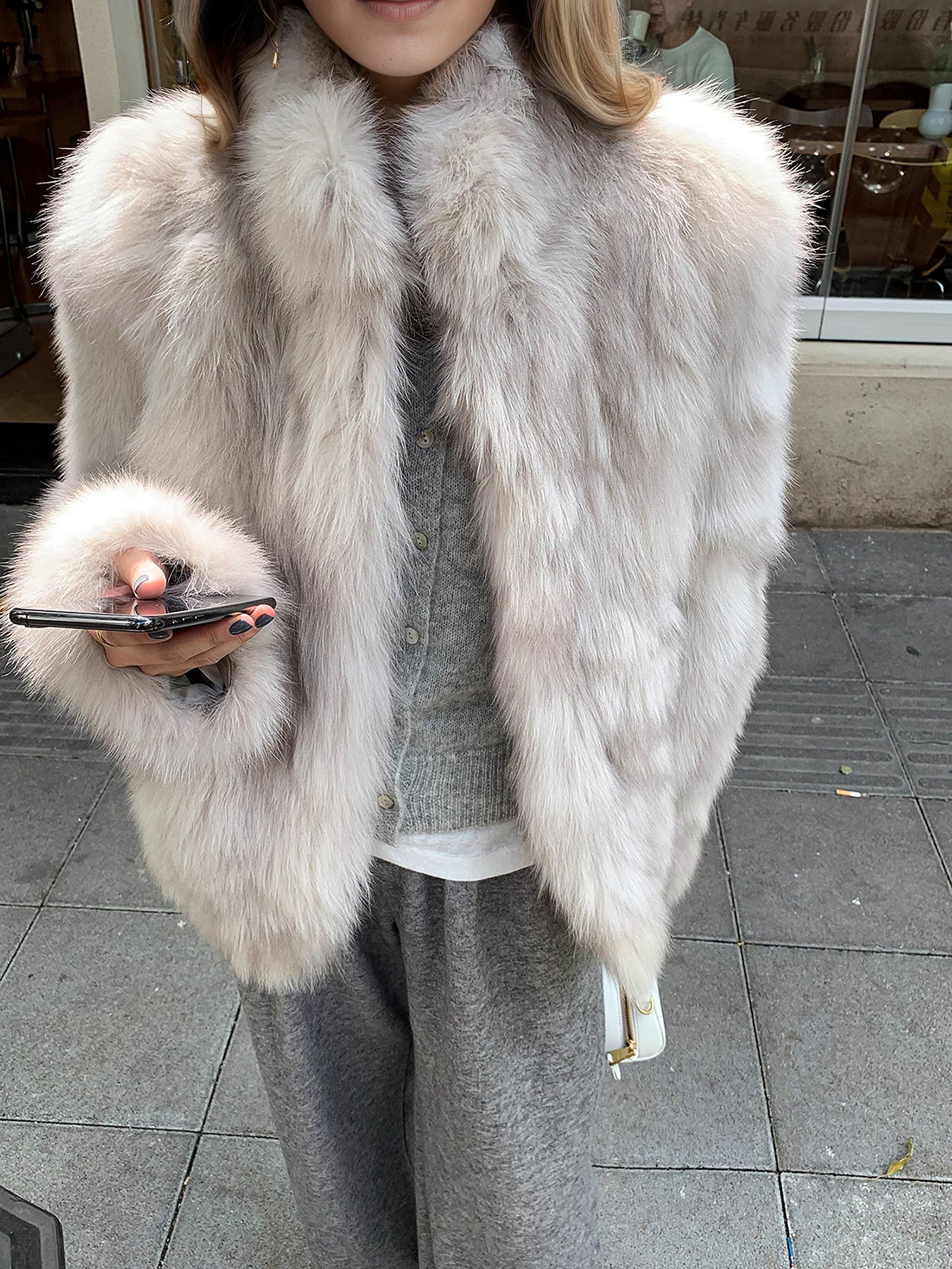 Womens Stand Collar Faux Fur Coat