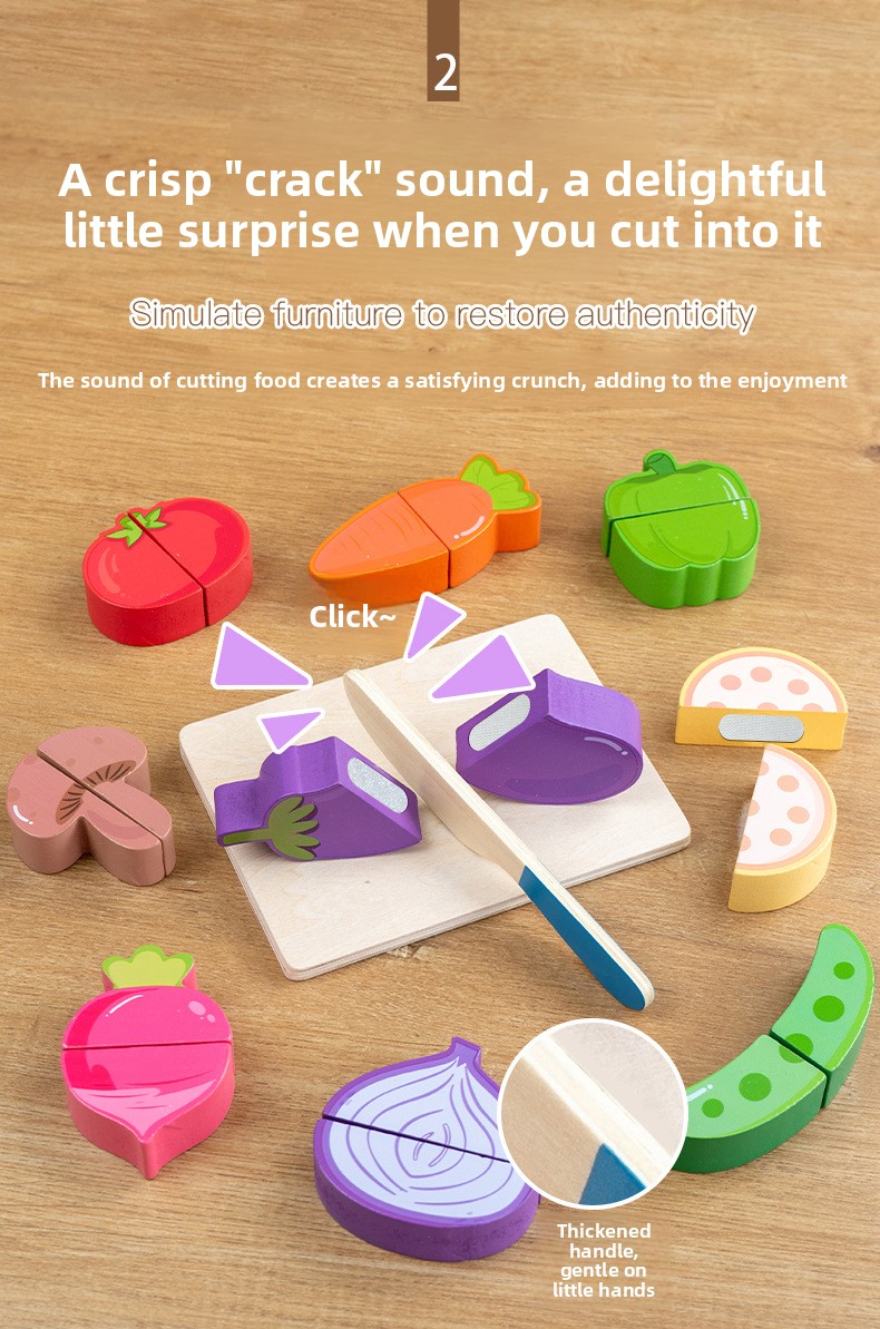 Wooden Pretend Food Cutting Toys – Fruit, Vegetable & Dessert Sets – supplier image 6