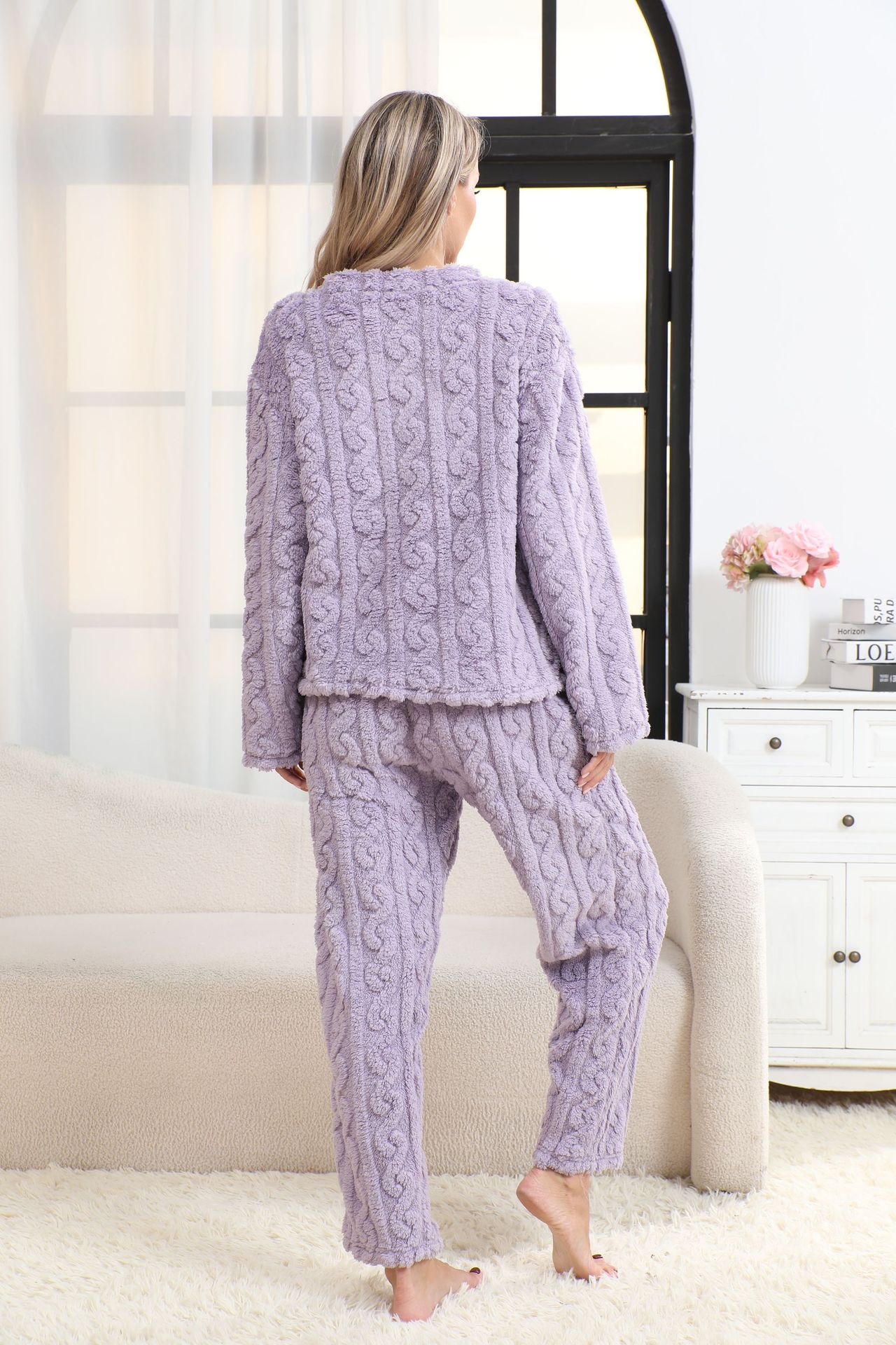 Coral Fleece Womens Pajama Set Home Wear
