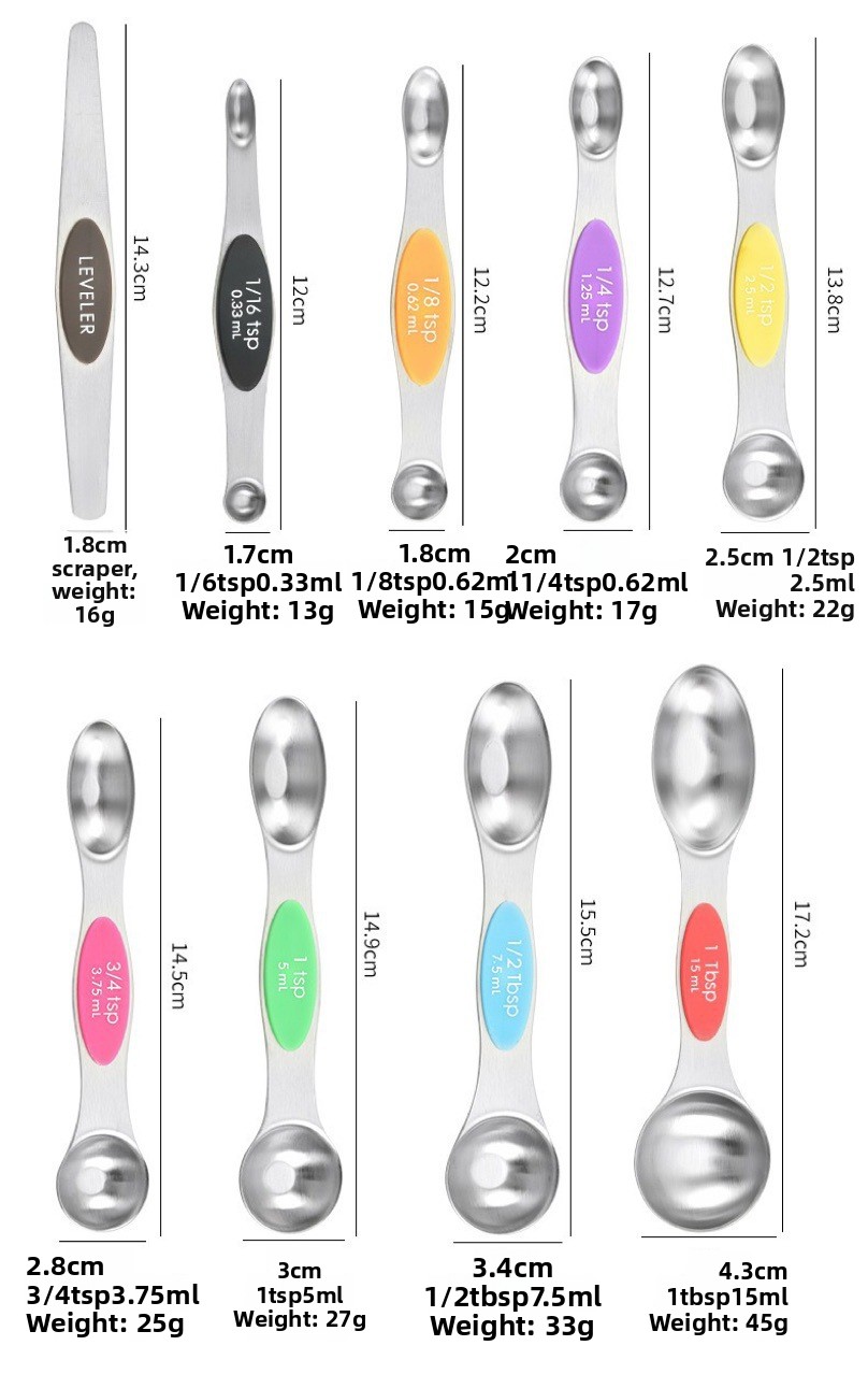 Double Head Measuring Spoon Set with Magnetic Attachment
