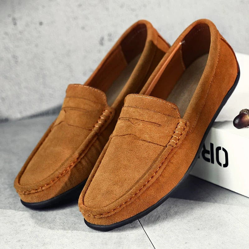 Men's Shoes Leather Slip-on Casual Square-toe Flat Shoes
