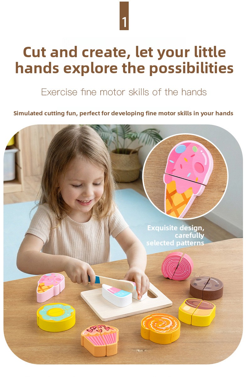 Wooden Pretend Food Cutting Toys – Fruit, Vegetable & Dessert Sets – supplier image 5