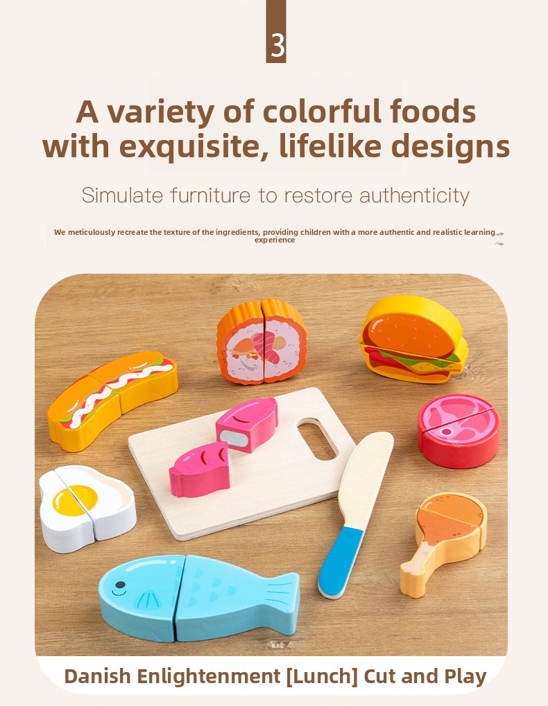Wooden Pretend Food Cutting Toys – Fruit, Vegetable & Dessert Sets – supplier image 7