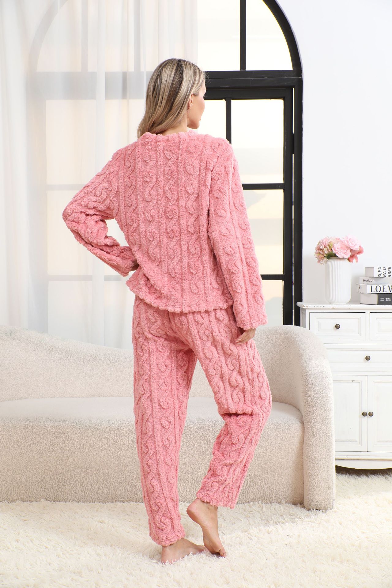 Coral Fleece Womens Pajama Set Home Wear